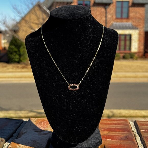 Kendra Scott Elise Gold Open Frame Pendant Necklace in Burgundy Crystal - Picture 3 of 3